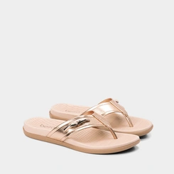 Rasteira Beira Rio Tiras de Dedo Rose Gold