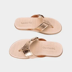 Rasteira Beira Rio Tiras de Dedo Rose Gold