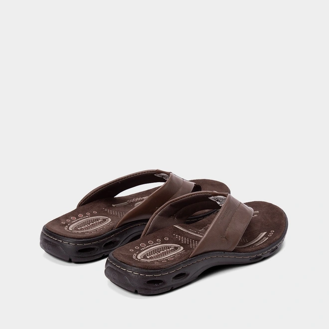 Chinelo Pegada Couro Amortech Marrom