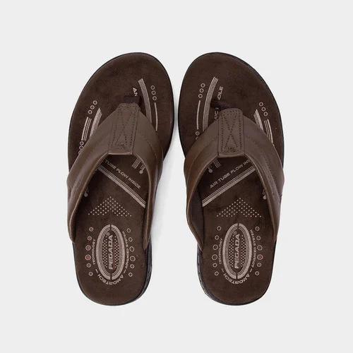 Chinelo Pegada Couro Amortech Marrom