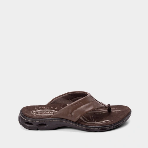 Chinelo Pegada Couro Amortech Marrom
