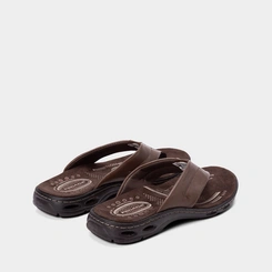 Chinelo Pegada Couro Amortech Marrom