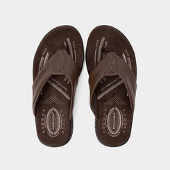 Chinelo Pegada Couro Amortech Marrom