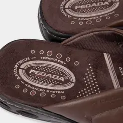 Chinelo Pegada Couro Amortech Marrom
