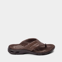 Chinelo Pegada Couro Amortech Marrom