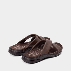 Chinelo Pegada Couro Tira Cruzada Soft Marrom