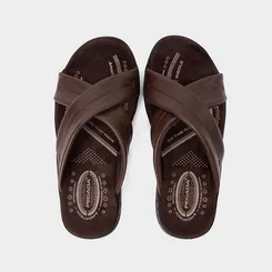 Chinelo Pegada Couro Tira Cruzada Soft Marrom