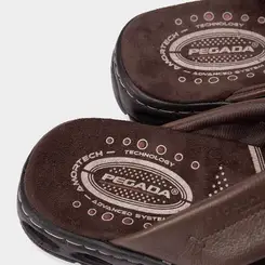 Chinelo Pegada Couro Tira Cruzada Soft Marrom