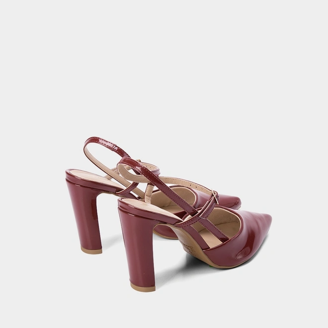 Scarpin Slingback Gabriela Salto Reto Tiras Slim Vinho