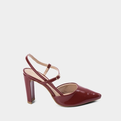 Scarpin Slingback Gabriela Salto Reto Tiras Slim Vinho