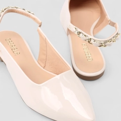 Sapatilha Slingback Feminina Gabriela Corrente Verniz Off White