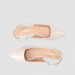 Sapatilha Slingback Feminina Gabriela Corrente Verniz Off White