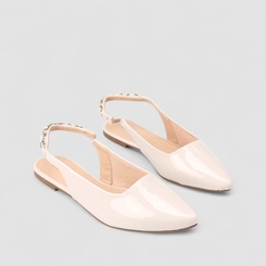 Sapatilha Slingback Feminina Gabriela Corrente Verniz Off White