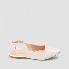 Sapatilha Slingback Feminina Gabriela Corrente Verniz Off White