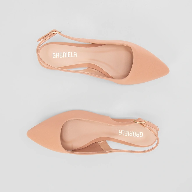 Sapatilha Slingback Feminina Gabriela Essenciais Nobuck Nude