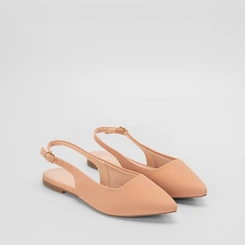 Sapatilha Slingback Feminina Gabriela Essenciais Nobuck Nude