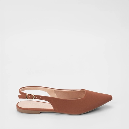 Sapatilha Slingback Feminina Gabriela Essenciais Nobuck Caramelo