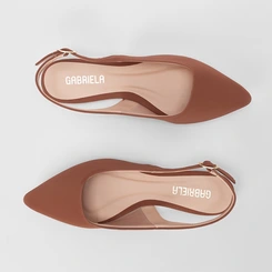 Sapatilha Slingback Feminina Gabriela Essenciais Nobuck Caramelo