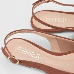 Sapatilha Slingback Feminina Gabriela Essenciais Nobuck Caramelo