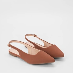 Sapatilha Slingback Feminina Gabriela Essenciais Nobuck Caramelo