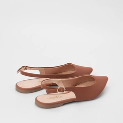 Sapatilha Slingback Feminina Gabriela Essenciais Nobuck Caramelo