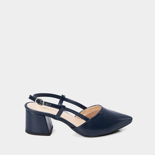 Scarpin Slingback Gabriela Salto Médio Geométrico Marinho
