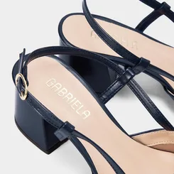 Scarpin Slingback Gabriela Salto Médio Geométrico Marinho