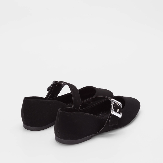Sapatilha Boneca Gabriela Nobuck Fivela Larga Preto