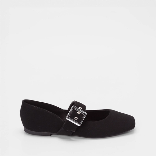 Sapatilha Boneca Gabriela Nobuck Fivela Larga Preto