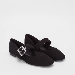 Sapatilha Boneca Gabriela Nobuck Fivela Larga Preto