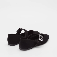 Sapatilha Boneca Gabriela Nobuck Fivela Larga Preto