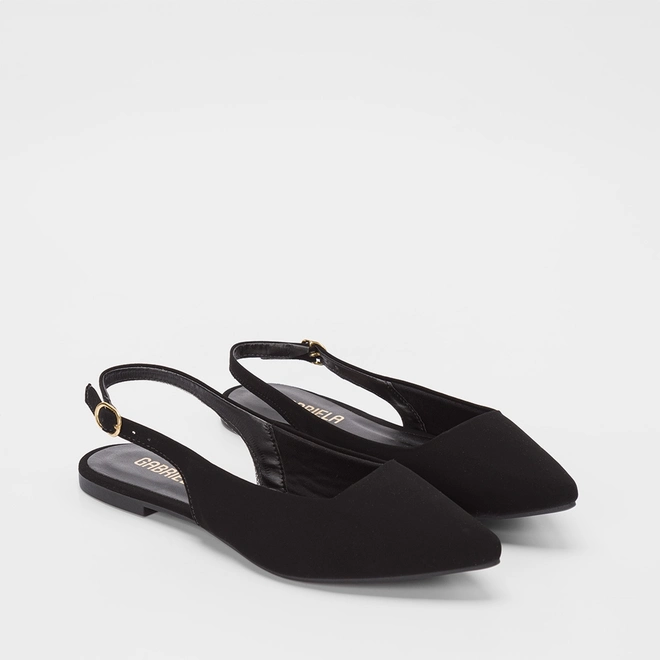Sapatilha Slingback Feminina Gabriela Essenciais Nobuck Preto