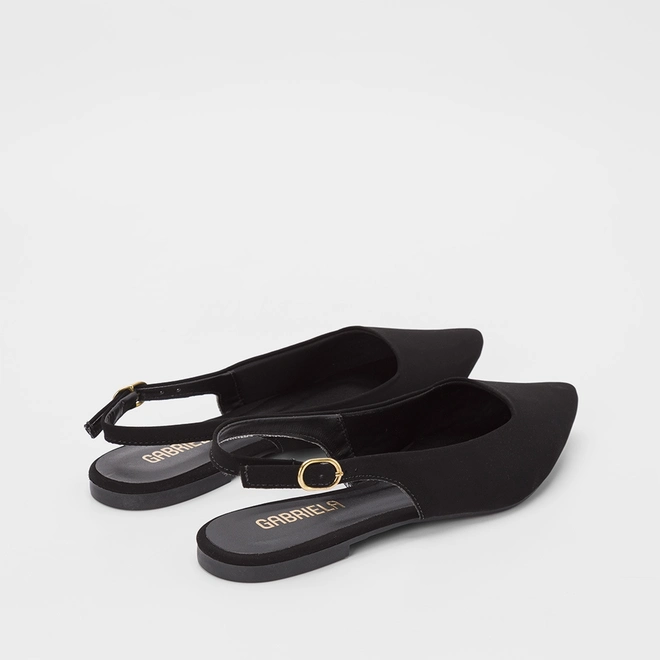 Sapatilha Slingback Feminina Gabriela Essenciais Nobuck Preto