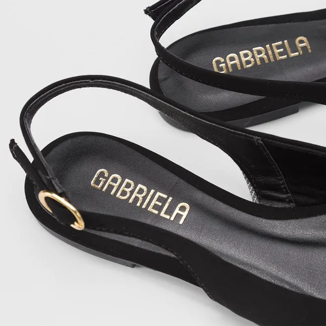 Sapatilha Slingback Feminina Gabriela Essenciais Nobuck Preto