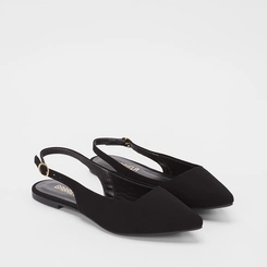 Sapatilha Slingback Feminina Gabriela Essenciais Nobuck Preto