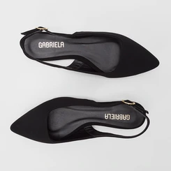 Sapatilha Slingback Feminina Gabriela Essenciais Nobuck Preto