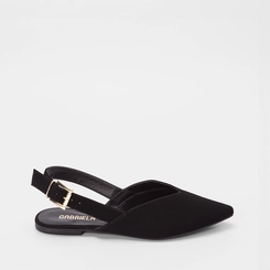 Sapatilha Slingback Feminina Gabriela Nobuck Recorte Preto