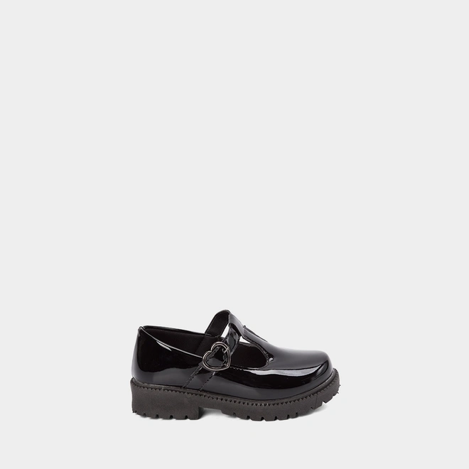 Mocassim Boneca Infantil Gabrielinha Plataforma Fivela Coração Preto