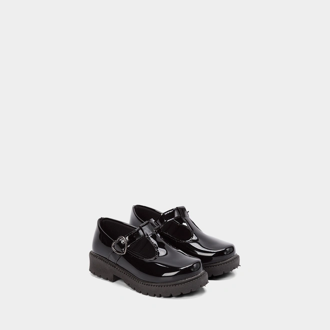 Mocassim Boneca Infantil Gabrielinha Plataforma Fivela Coração Preto