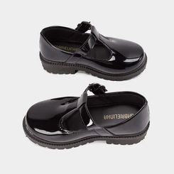 Mocassim Boneca Infantil Gabrielinha Plataforma Fivela Coração Preto