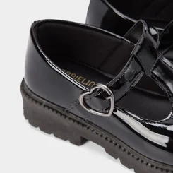 Mocassim Boneca Infantil Gabrielinha Plataforma Fivela Coração Preto