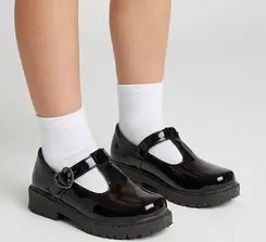 Mocassim Boneca Infantil Gabrielinha Plataforma Fivela Coração Preto