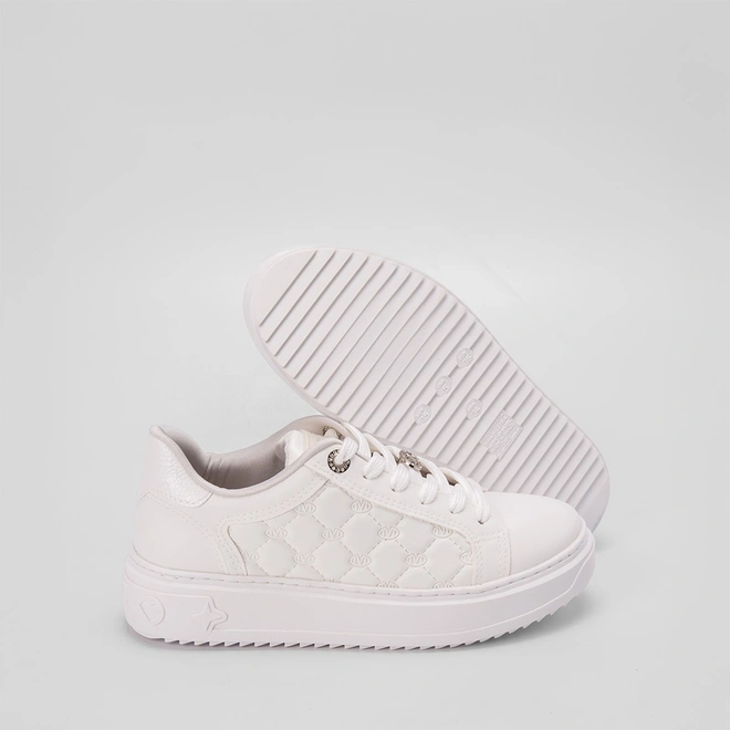Tênis Via Marte Flatform Aplicação Strass Pespontos Branco