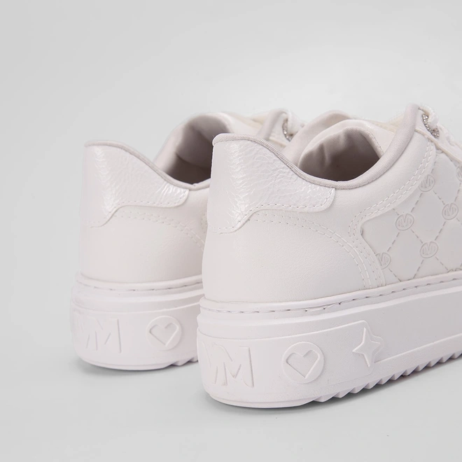 Tênis Via Marte Flatform Aplicação Strass Pespontos Branco