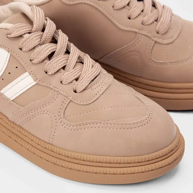 Tênis Casual Moleca Flatform Recorte Lateral Nude