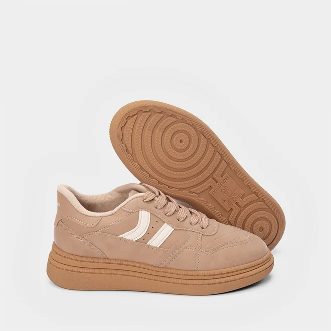 Tênis Casual Moleca Flatform Recorte Lateral Nude