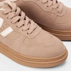 Tênis Casual Moleca Flatform Recorte Lateral Nude