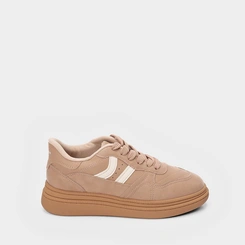 Tênis Casual Moleca Flatform Recorte Lateral Nude