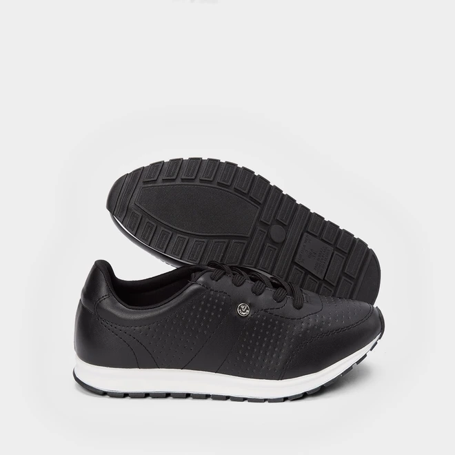 Tênis Casual Feminino Via Uno Detalhe Perfuros Preto