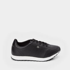 Tênis Casual Feminino Via Uno Detalhe Perfuros Preto